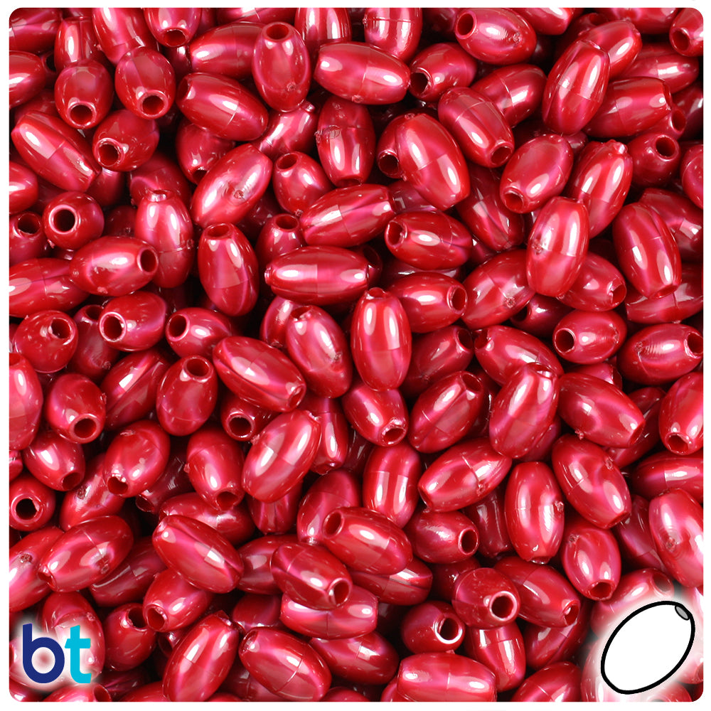 Red Berry Mix Plastic Craft Pony Beads 6 x 9mm Bulk, USA Made - Pony Beads  Plus