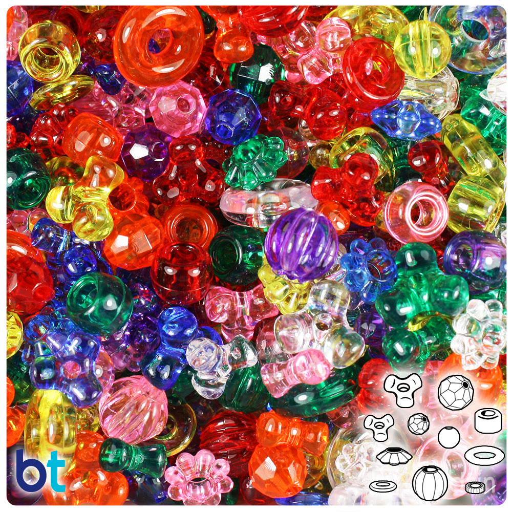 Glitter Flower Pony Beads (Pack of 300) Jewellery Making