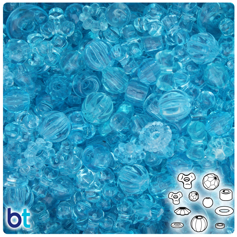 Light Turquoise Opaque Plastic Craft Beads Mix (113g)