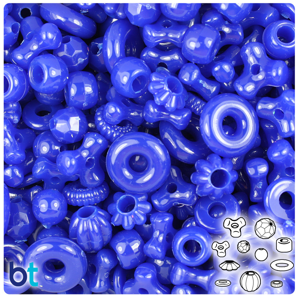 BeadTin Royal Blue Opaque 9mm Faceted Barrel Plastic Pony Beads (500pcs)
