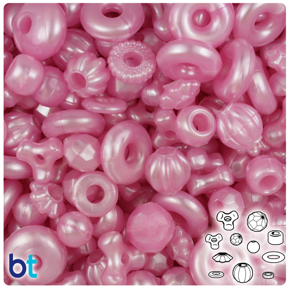 Mini Clear Pink Barrel Beads, Tiny Pony Beads for Jewelry Making, Light  Pink Jewelry, Clear Beads 