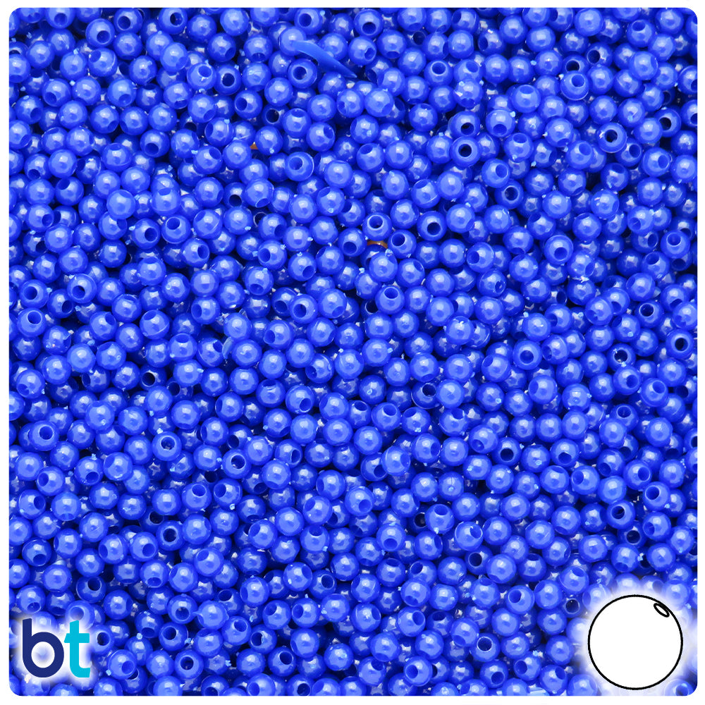 Royal Blue Opaque Plastic Craft Beads Mix (113g)