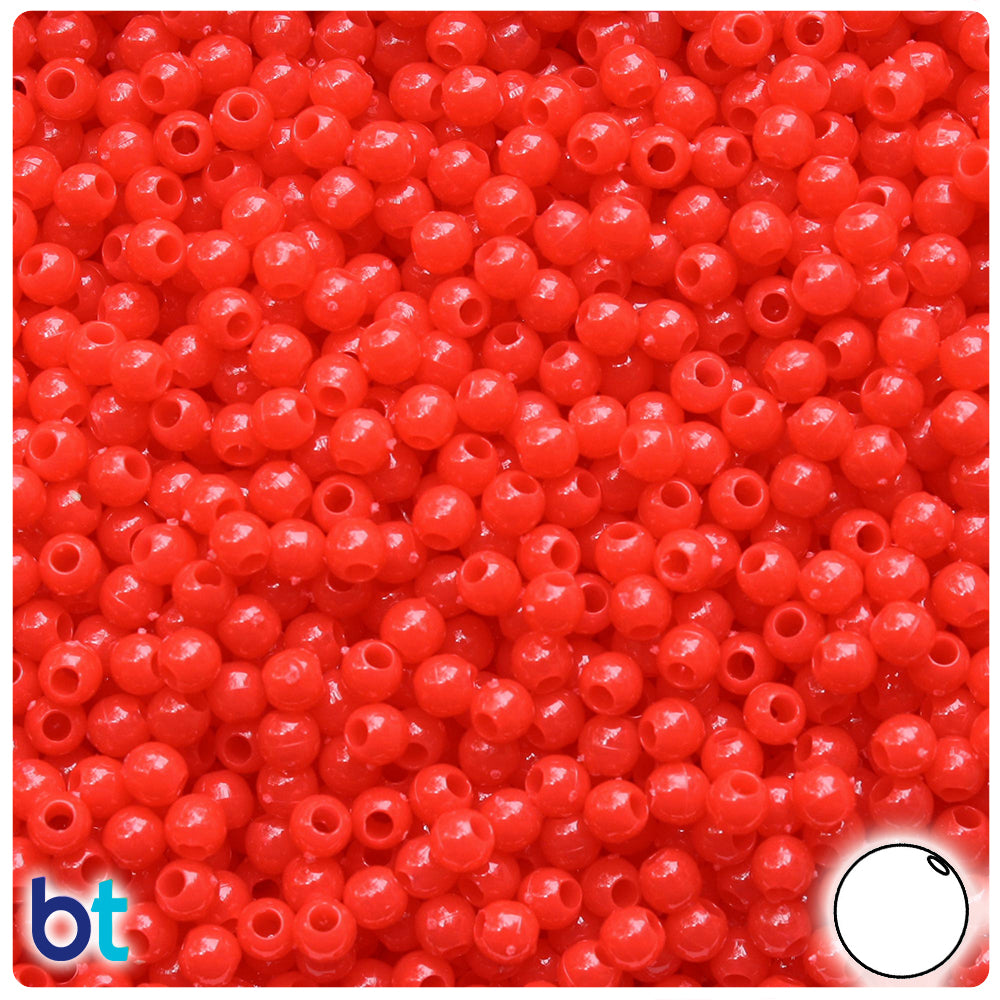 BeadTin Fire Red Transparent 5mm Round Plastic Beads (700pcs)