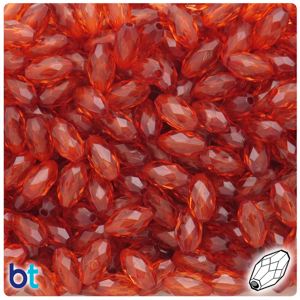 Dark Red Transparent 13mm Faceted Oval Plastic Beads (200pcs)