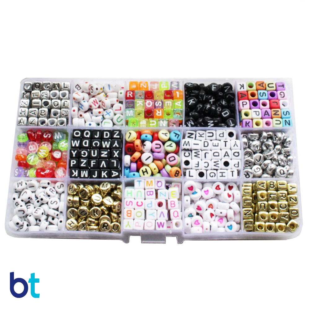 Alphabet, Numbers & Symbols Plastic Bead Mix (4oz)