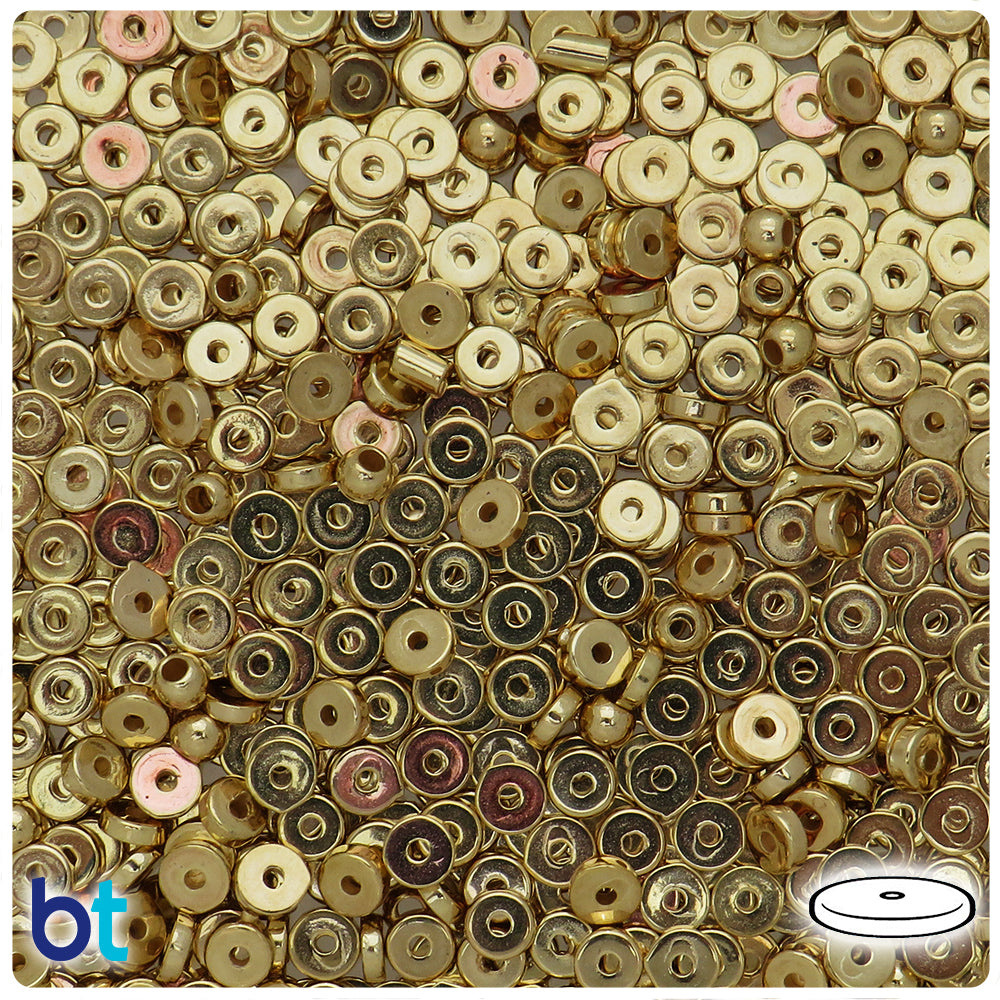 BeadTin Gold Metallic 12mm Round Plastic Craft Beads (75pcs)