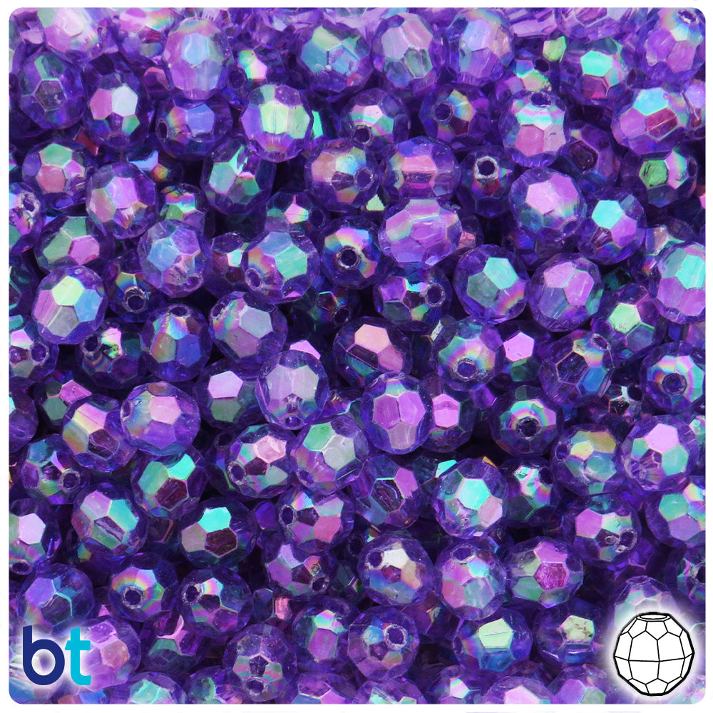 Iridescent Faceted Glass Beads 8mm