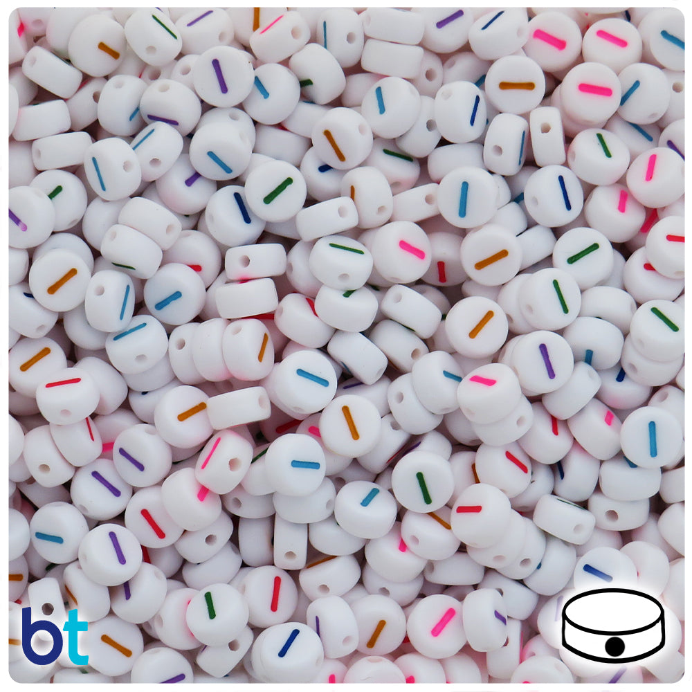 Plastic White 7mm Round Number Beads, Single Numbers, 100 beads