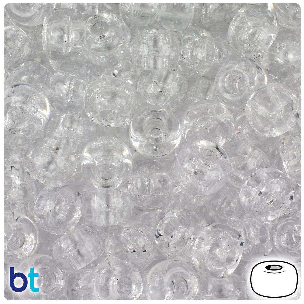 Crystal Transparent 9mm Barrel Pony Beads (500pcs)