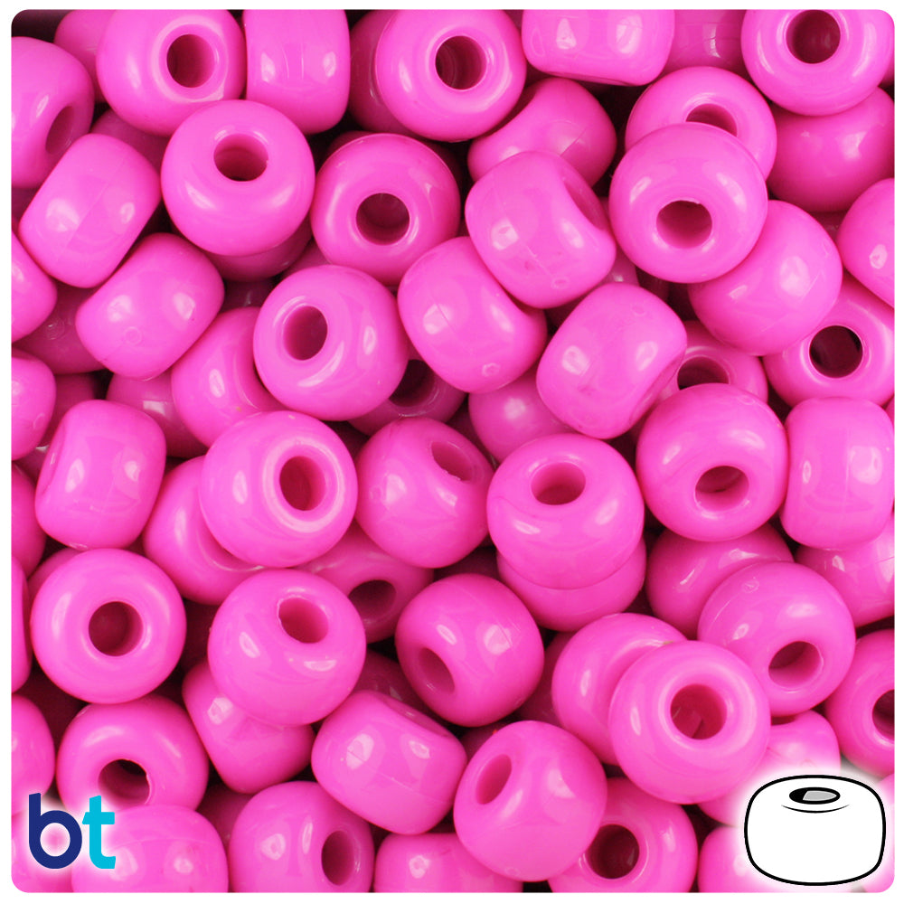 Dark Pink Opaque 6.5mm Mini Barrel Pony Beads (1000pcs)