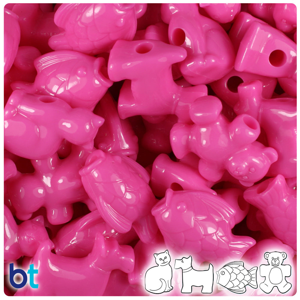 BeadTin Baby Pink Opaque Marine Life Plastic Pony Beads (2oz)