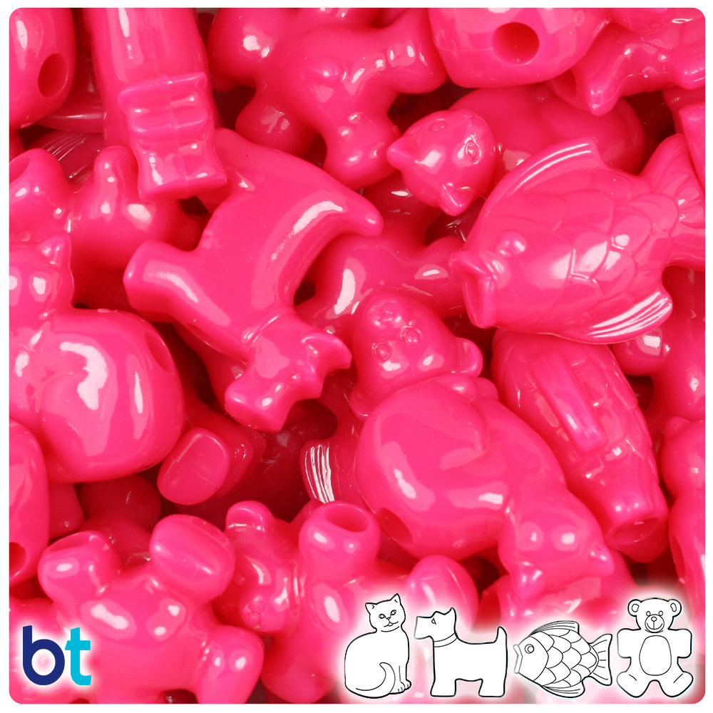 BeadTin Baby Pink Opaque Marine Life Plastic Pony Beads (2oz)