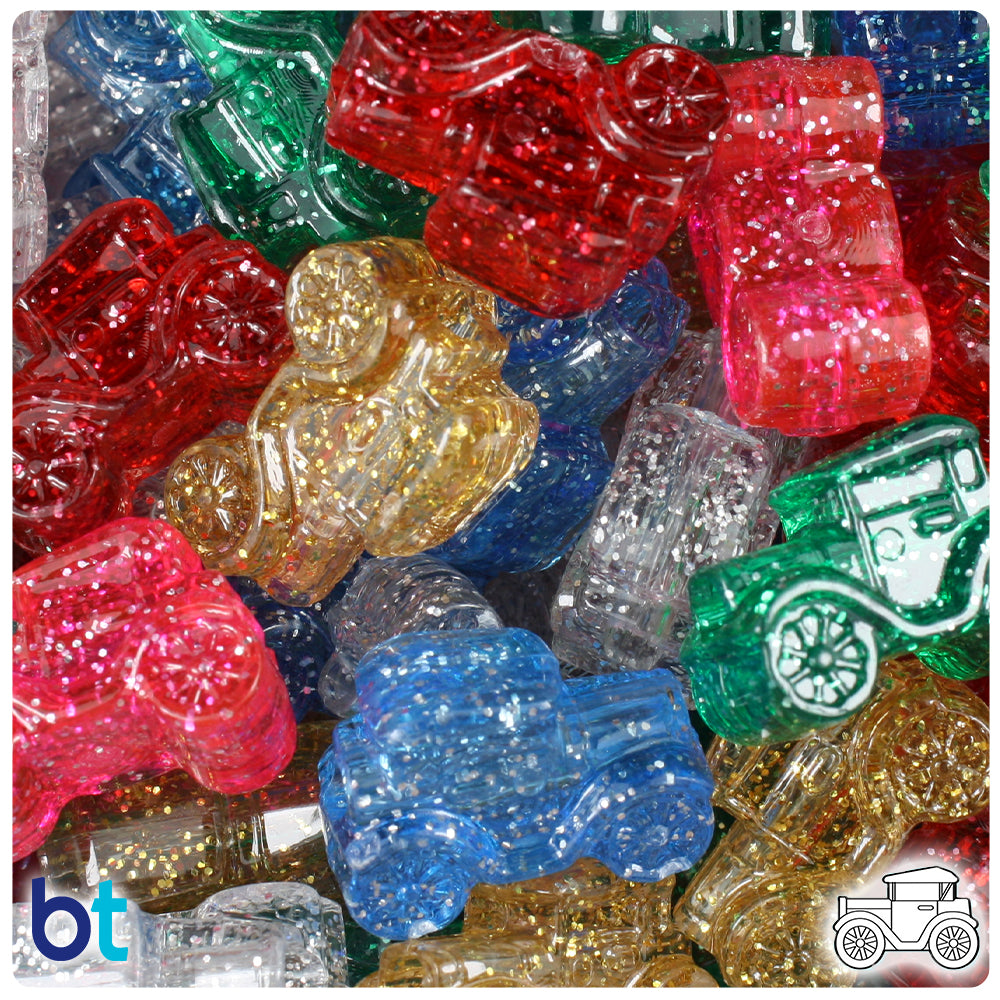 BeadTin Opaque Mix 25mm Teddy Bear Plastic Pony Beads (24pcs)