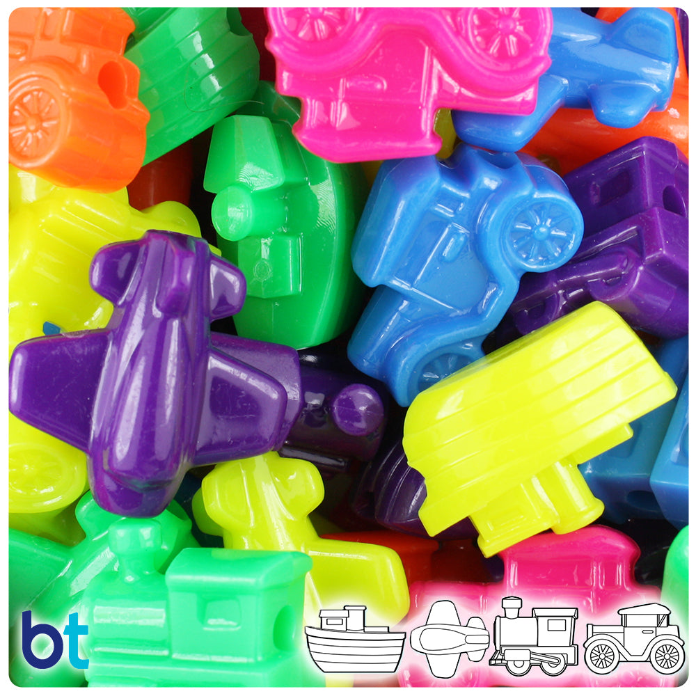 BeadTin Plum Neon Bright 9mm Barrel Plastic Pony Beads (500pcs)