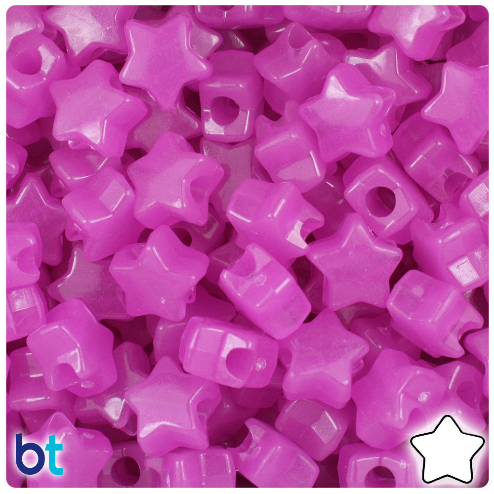 Purple Glow In The Dark Star Pony Beads - Girl Power!