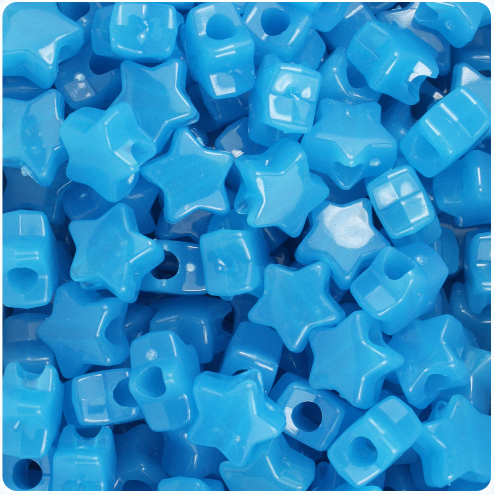 Blue Glow 13mm Star Pony Beads (50pcs)