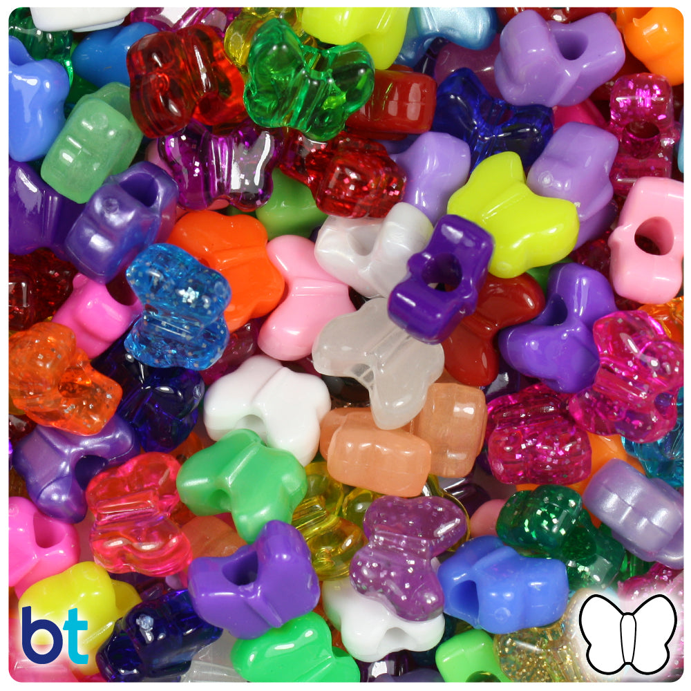 BeadTin Dark Lilac Opaque 13mm Butterfly Plastic Pony Beads (250pcs)