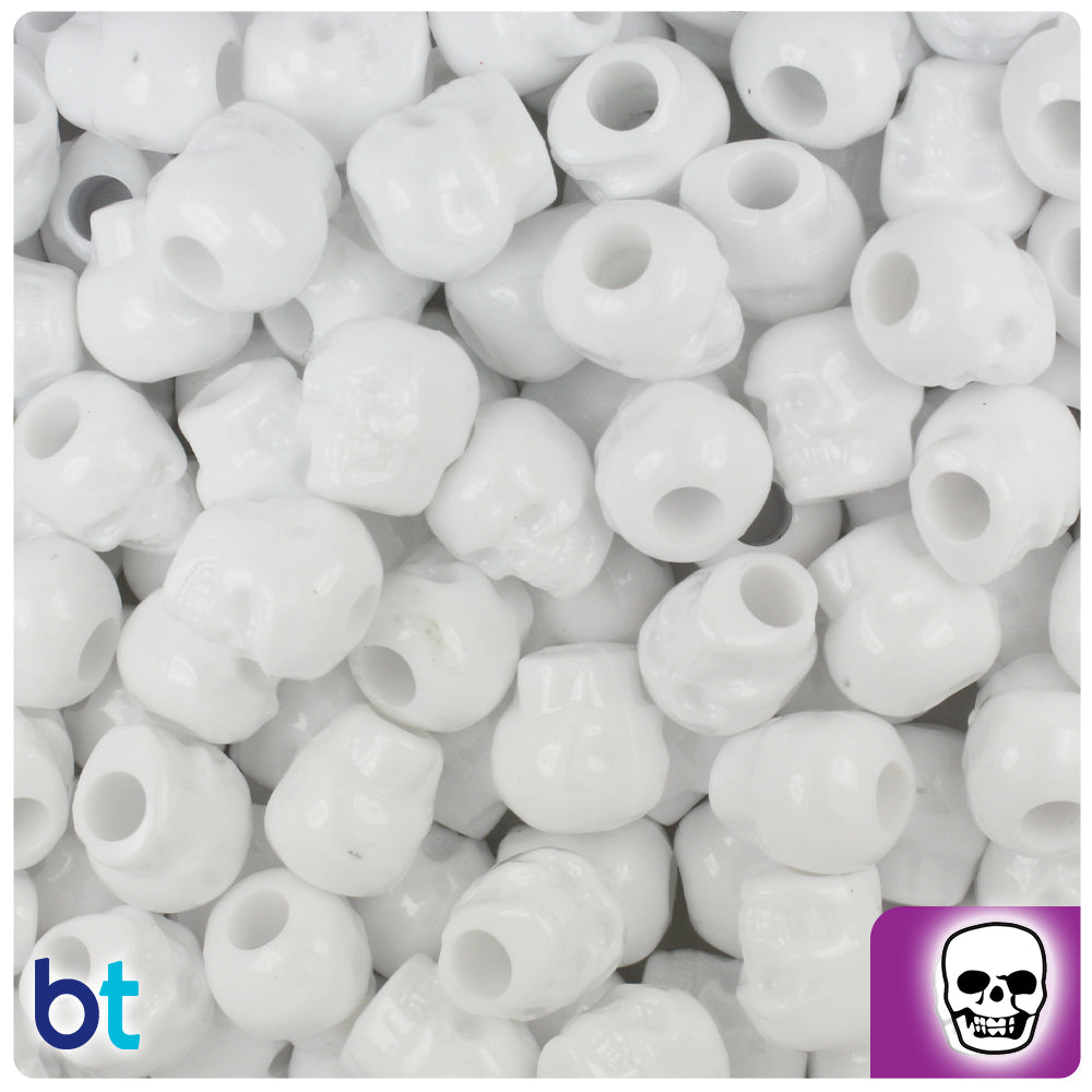 Plastic Pony Beads 9mm White Opaque