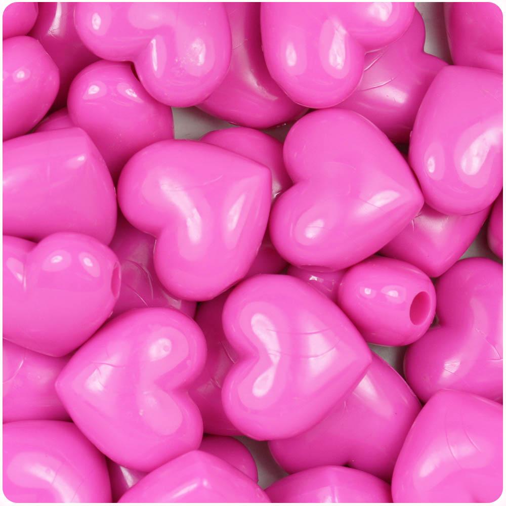 BeadTin Baby Pink Opaque 12mm Heart (HH) Plastic Pony Beads (250pcs)