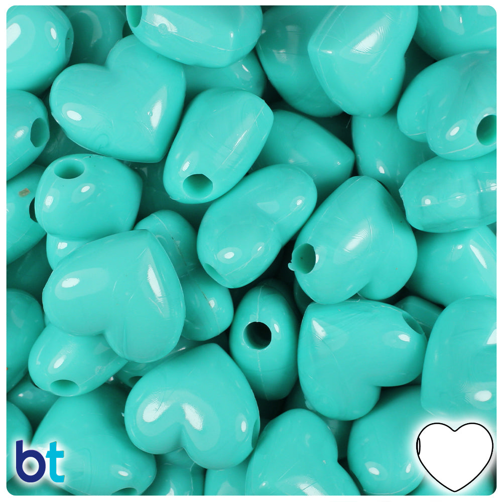 BeadTin Royal Blue Opaque 12mm Heart (HH) Plastic Pony Beads