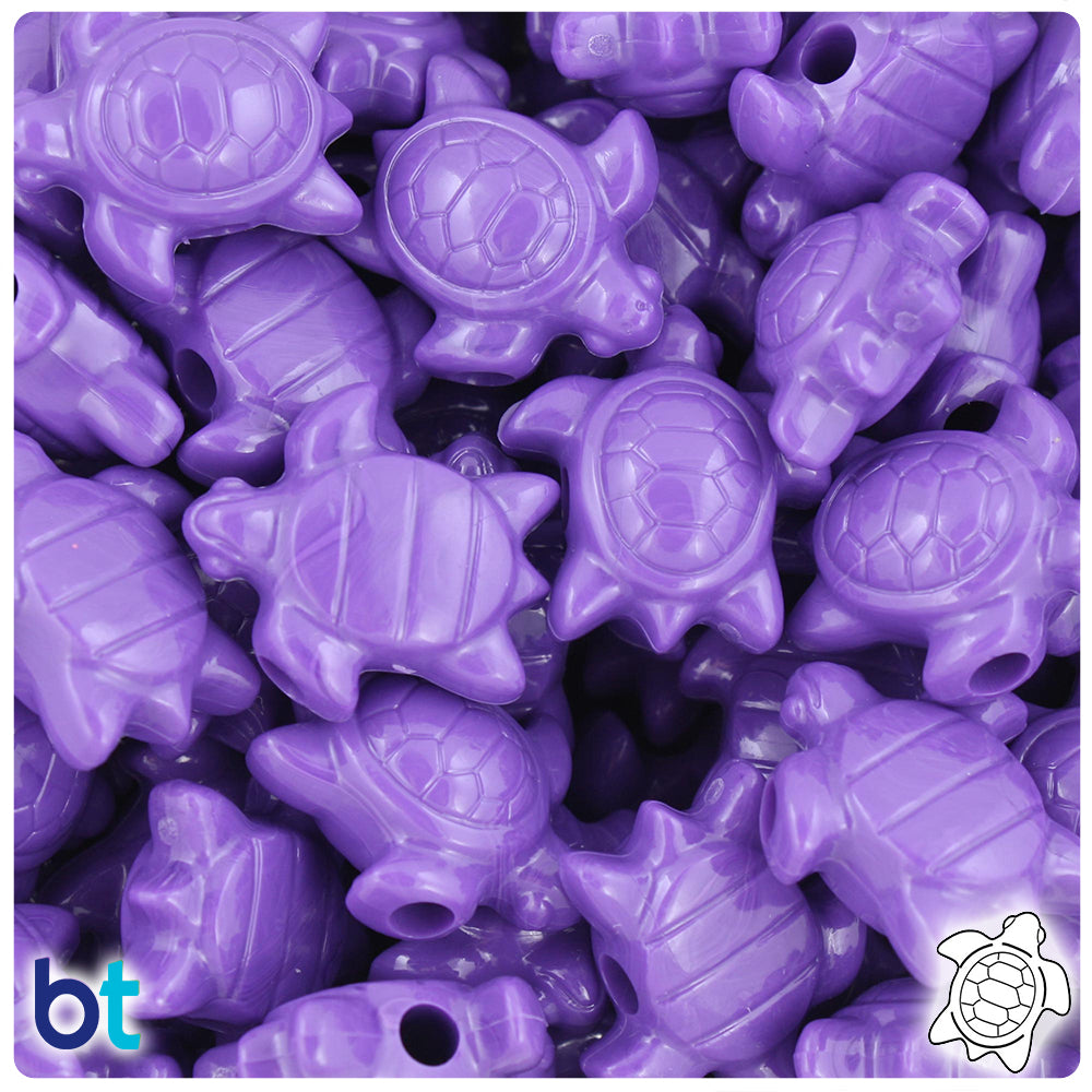 Dark Lilac Opaque 23mm Sea Turtle Pony Beads (24pcs)