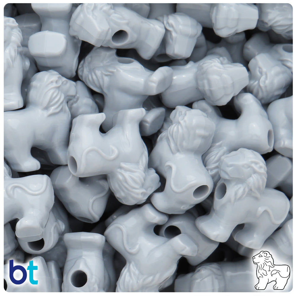 Grey Opaque 22mm Lion Pony Beads (24pcs)