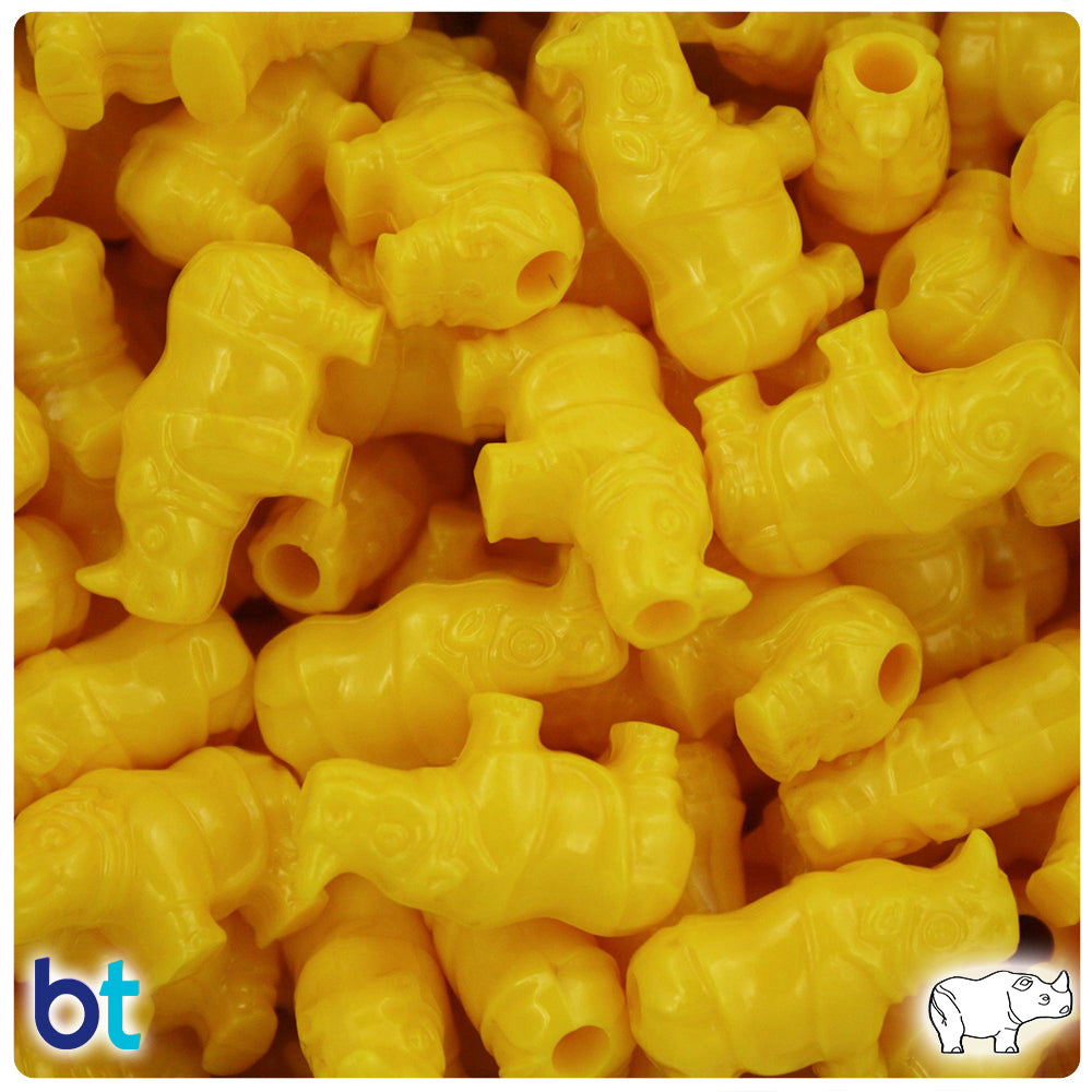 Bright Yellow Opaque 25mm Rhino Pony Beads (24pcs)