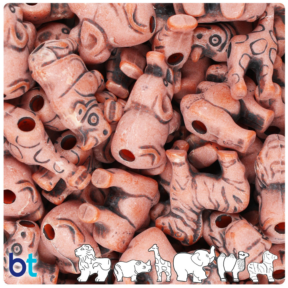 Cinnabar Antique Safari Animal Pony Beads (8pcs)