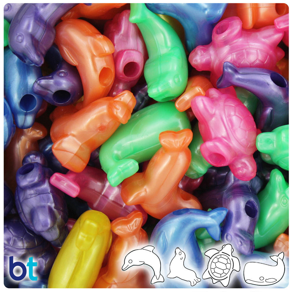 BeadTin Baby Pink Opaque Marine Life Plastic Pony Beads (2oz)