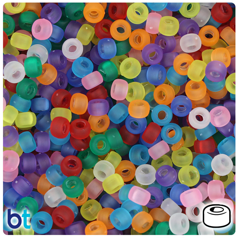BeadTin Jelly Sparkle Mix 6.5mm Mini Barrel Plastic Pony Beads (1000pcs)