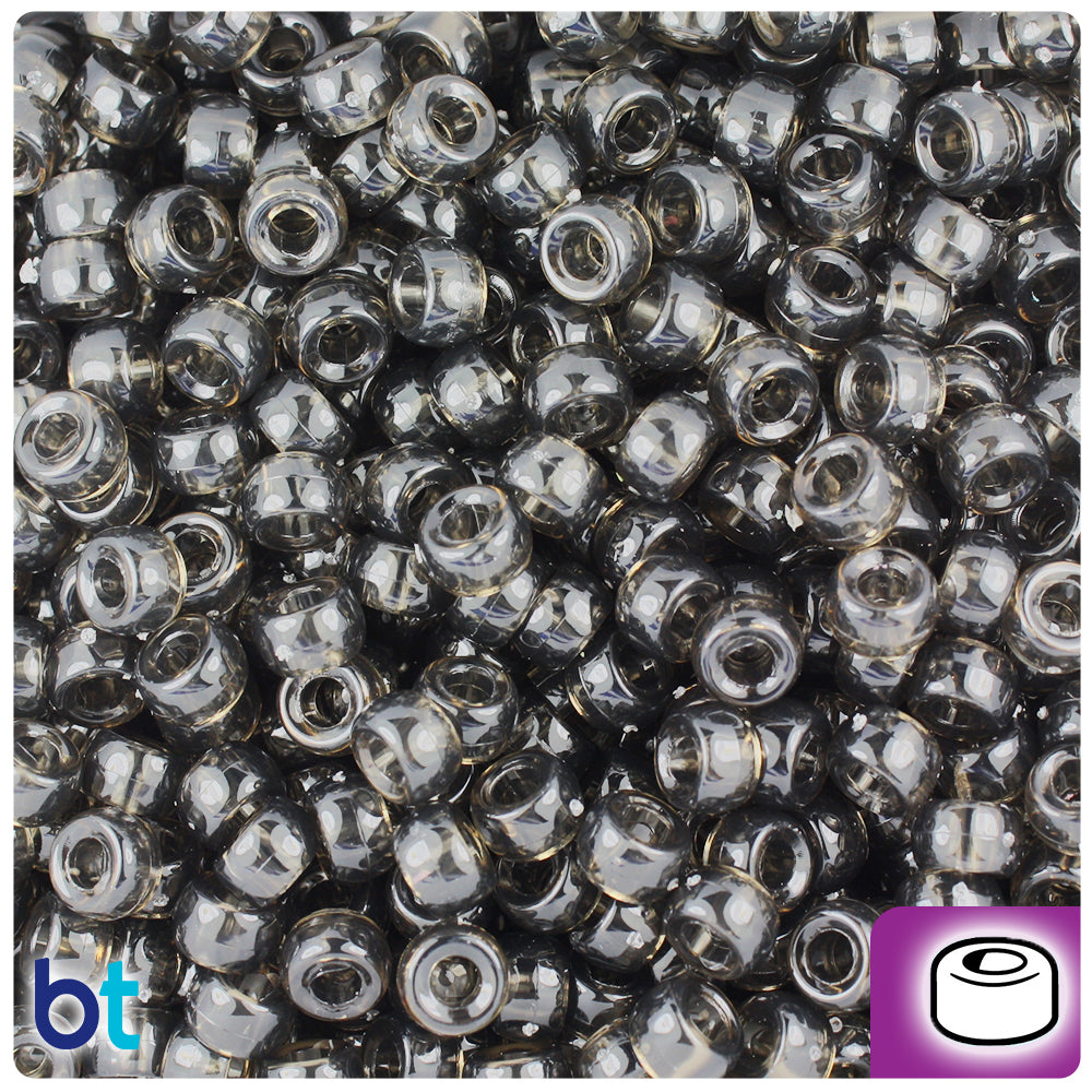 BeadTin Black Opaque 6.5mm Mini Barrel Plastic Pony Beads (1000pcs)