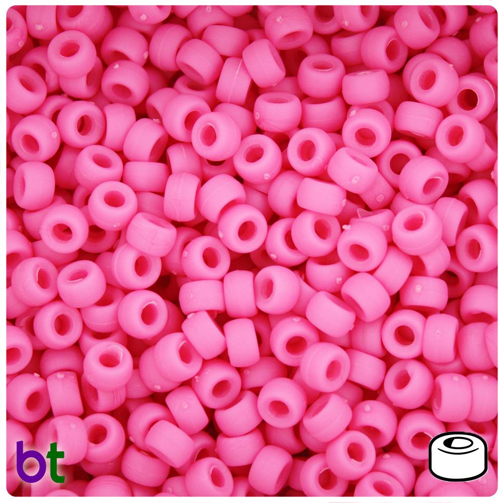 Dark Pink Opaque 6.5mm Mini Barrel Pony Beads (1000pcs)