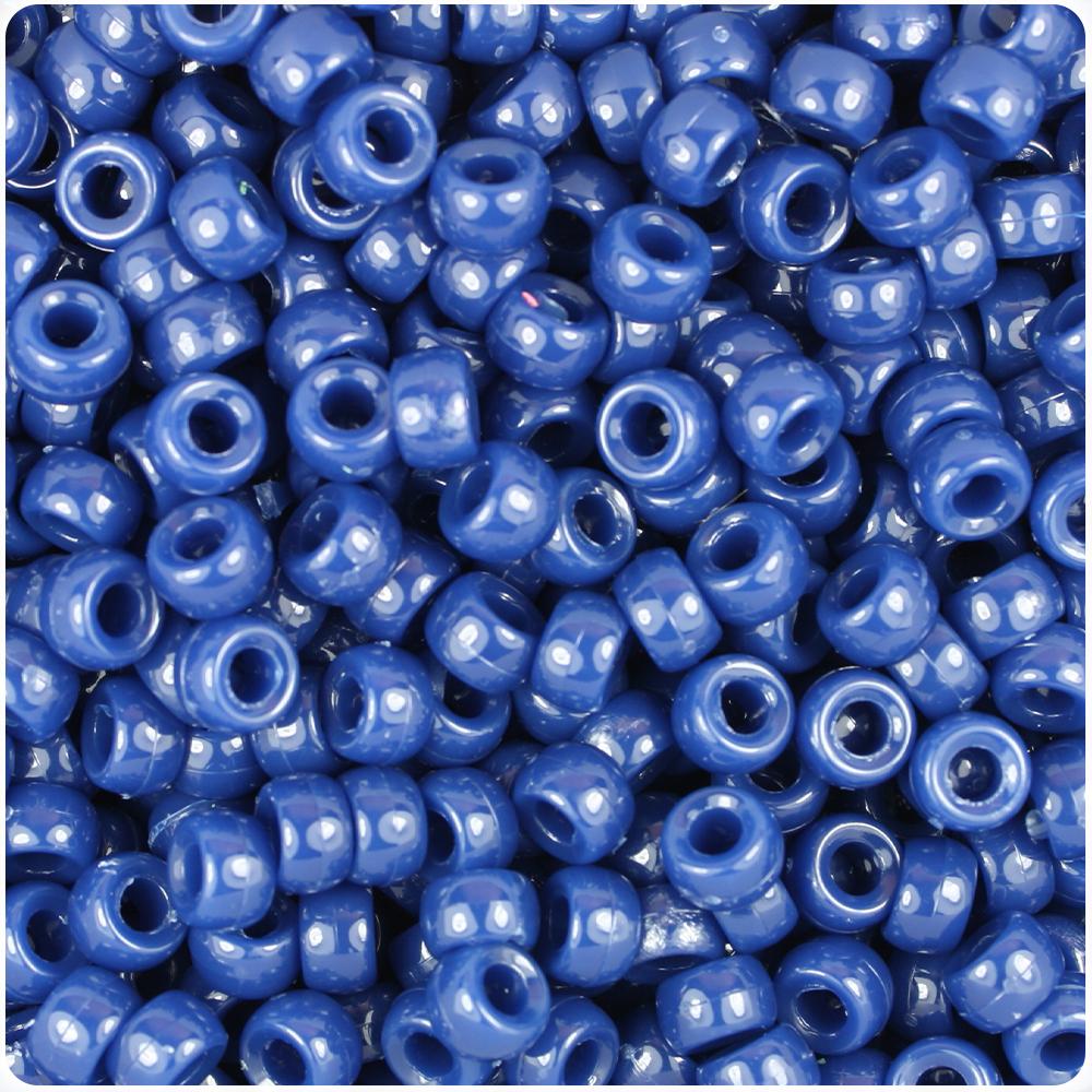Royal Blue Opaque 9mm Barrel Pony Beads (100pcs)
