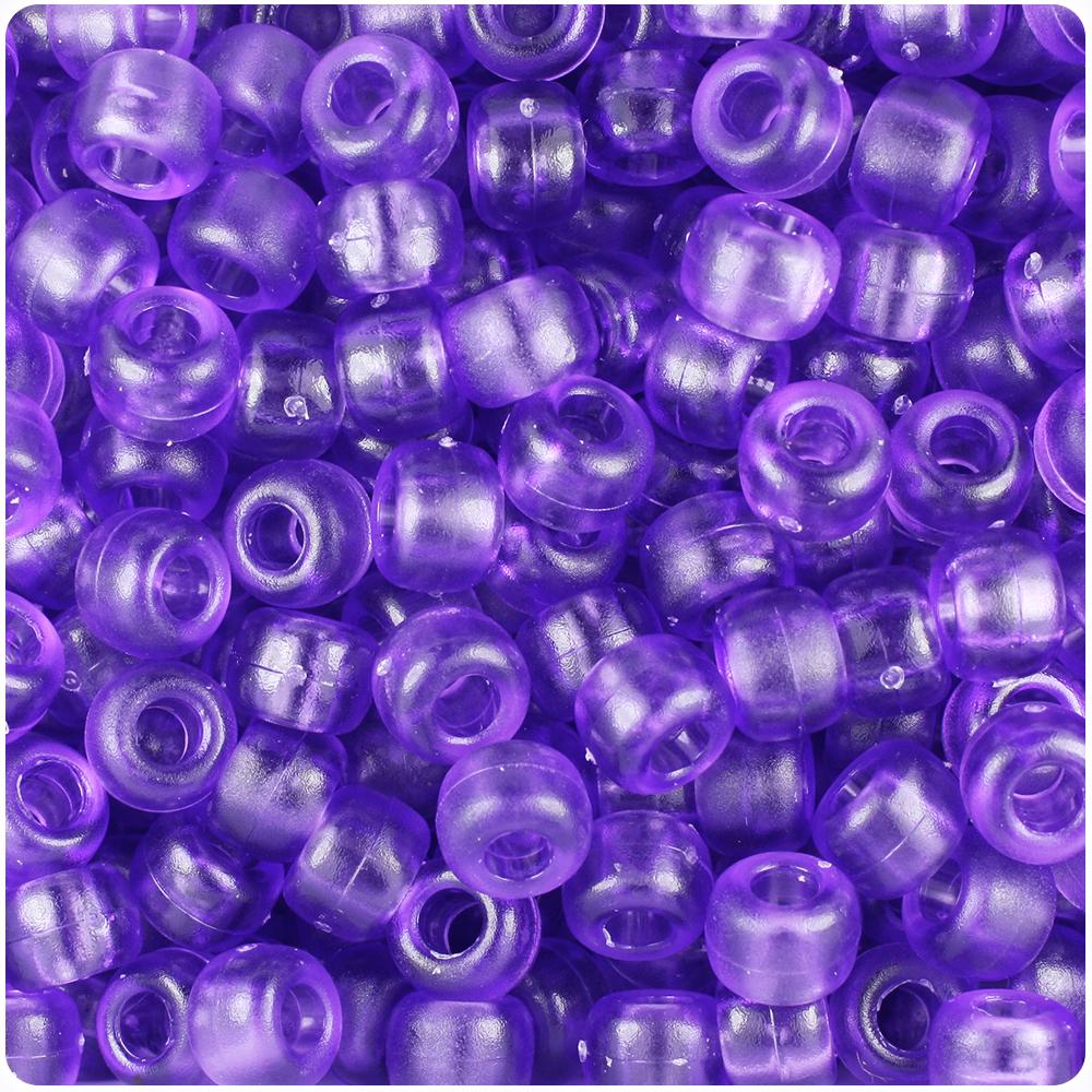 100pc Plastic Round Metallic Pony Beads 9x6mm Purple Beads