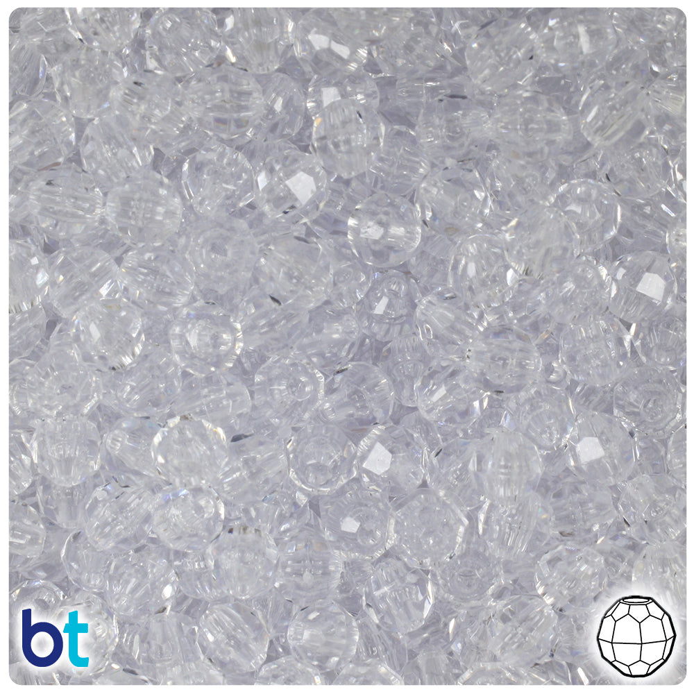  BeadTin Crystal Transparent 12mm Faceted Round Plastic