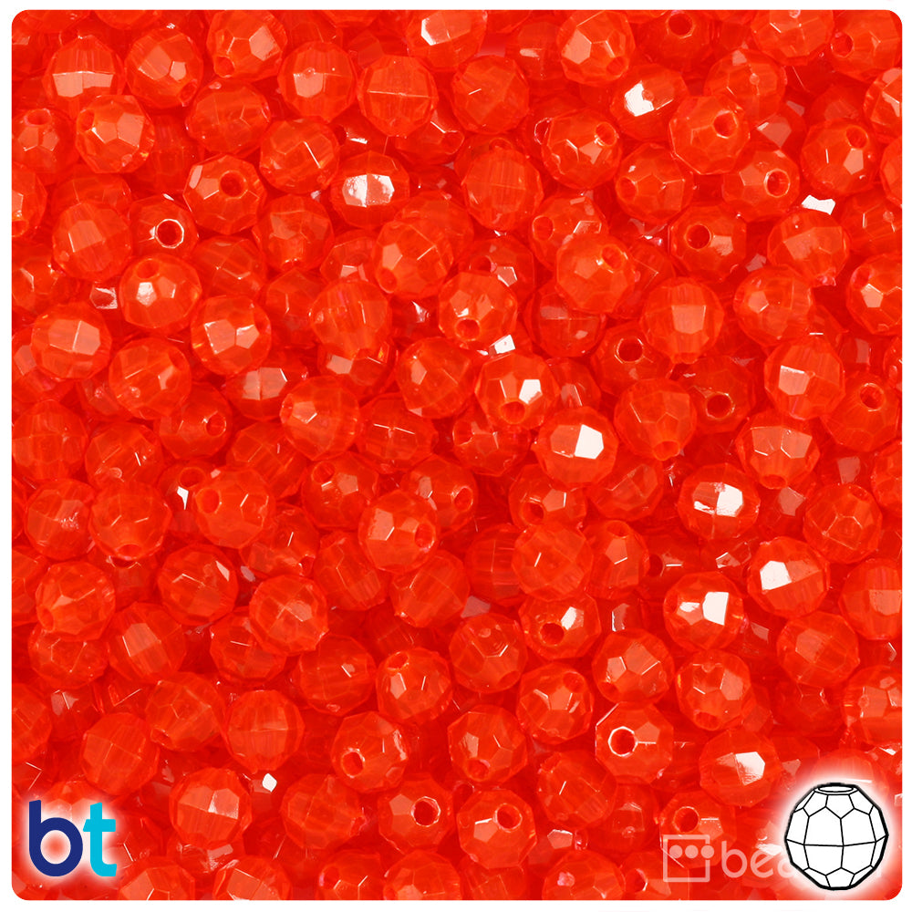 BeadTin Fire Red Transparent 8mm Faceted Round Craft Beads (450pcs