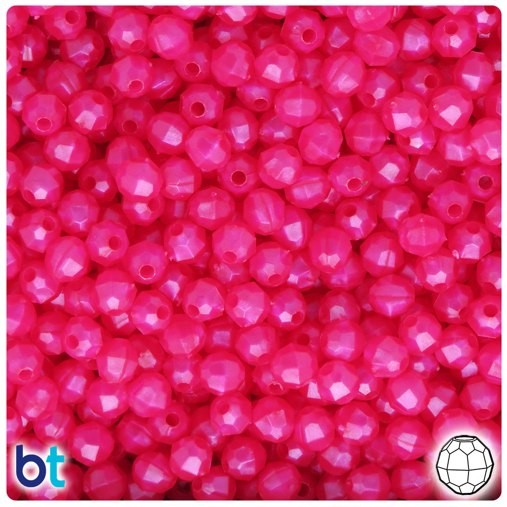 Hot Pink 6mm Round Plastic Beads #BR630