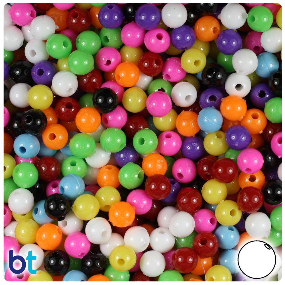 Beadtin Marbled Mix 6mm Round Plastic Craft Beads (300pcs), Girl's, Size: 6 mm