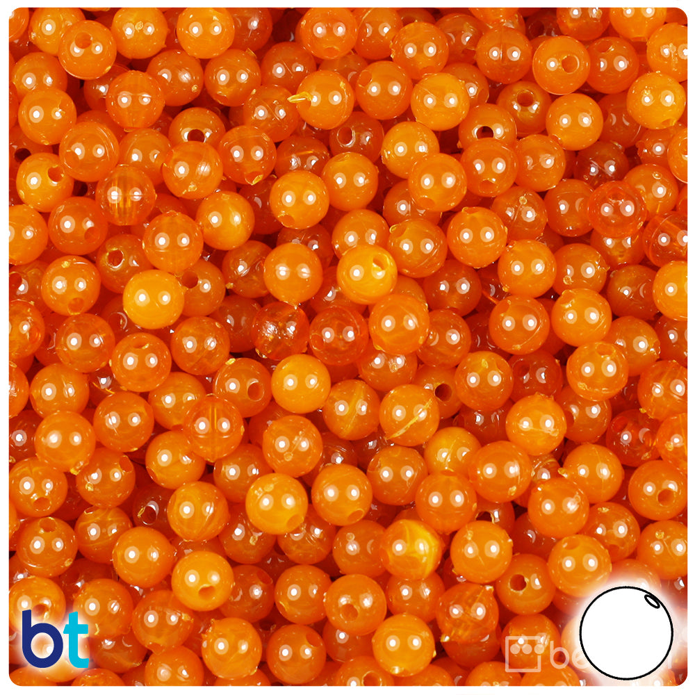 Tiger Coral Transparent 6mm Round Plastic Beads (500pcs)