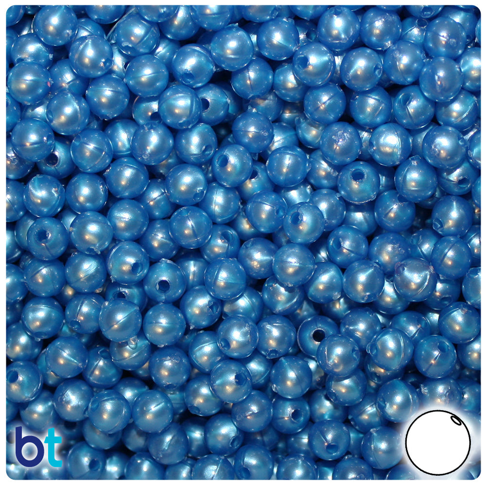 Blue Dark 6mm Round Plastic Beads #BR6BD