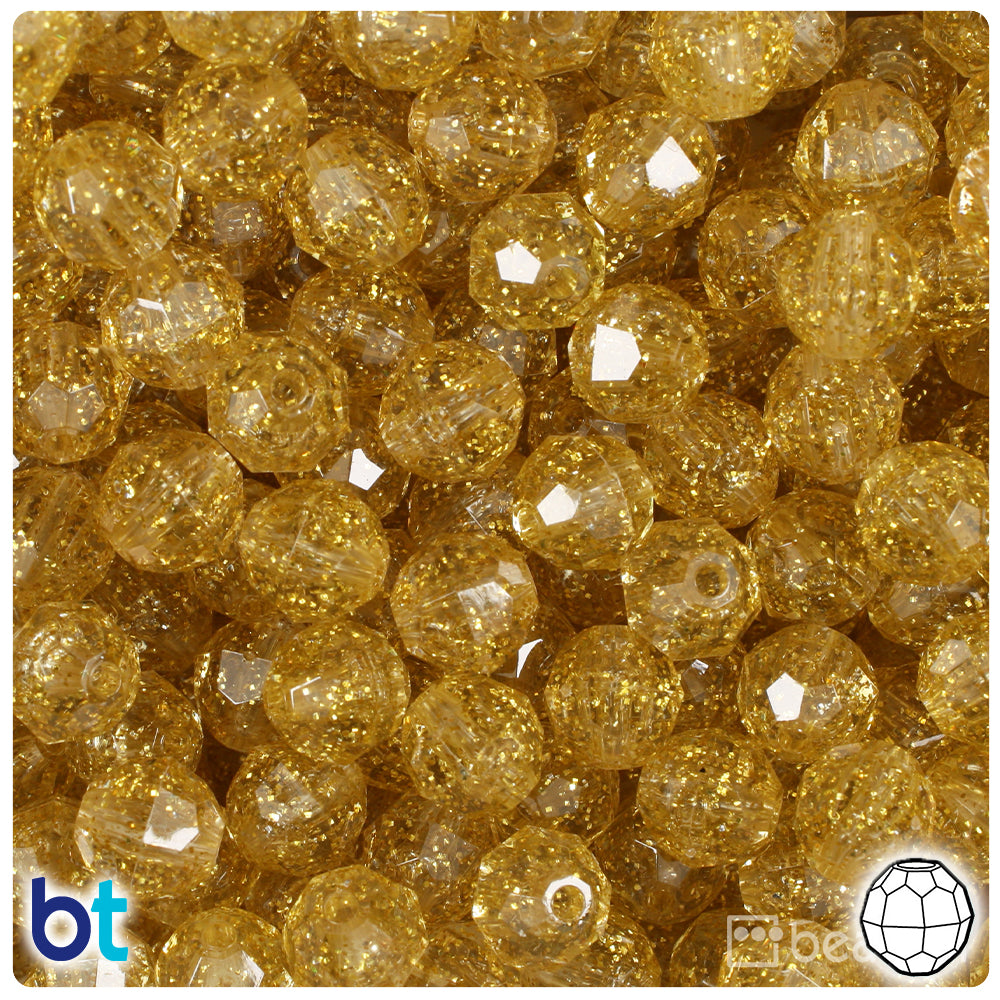 BeadTin Gold Metallic 12mm Round Plastic Craft Beads (75pcs)