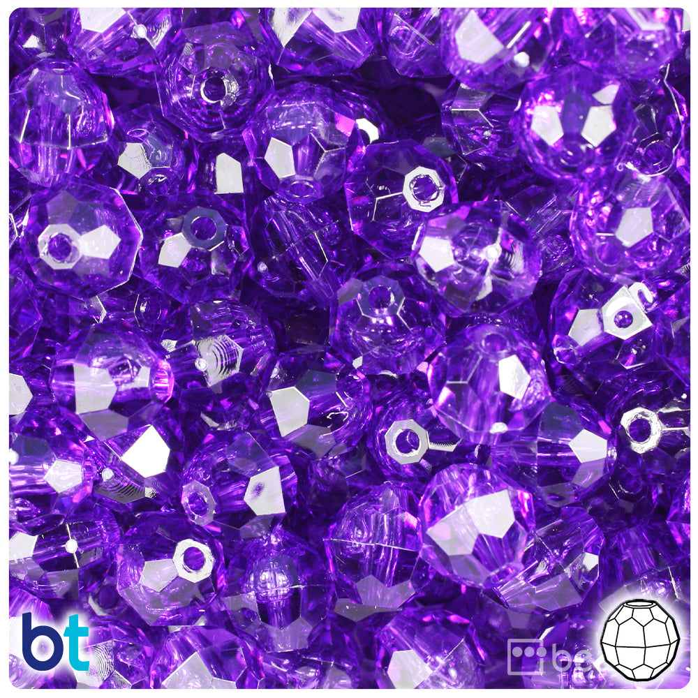  BeadTin Transparent Mix 12mm Faceted Round Plastic Craft Beads  (180pcs)