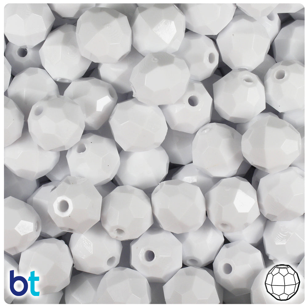 White Opaque 12mm Round Plastic Beads (60pcs)