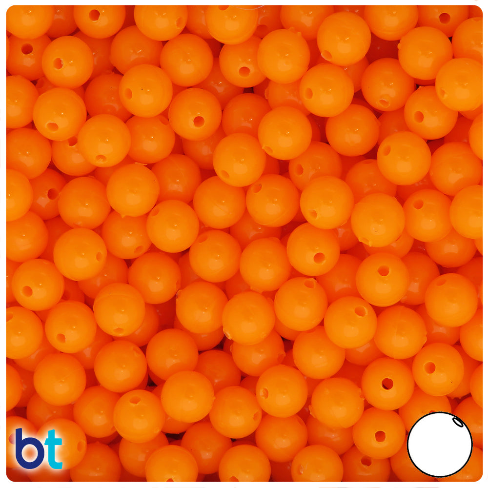 Orange Opaque 8mm Round Plastic Beads (300pcs)