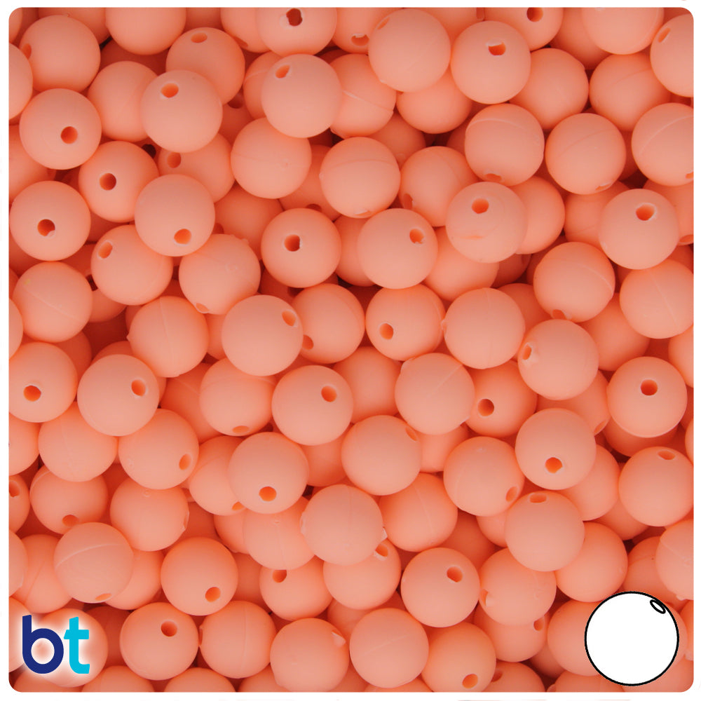 Peach Matte 8mm Round Plastic Beads (300pcs)