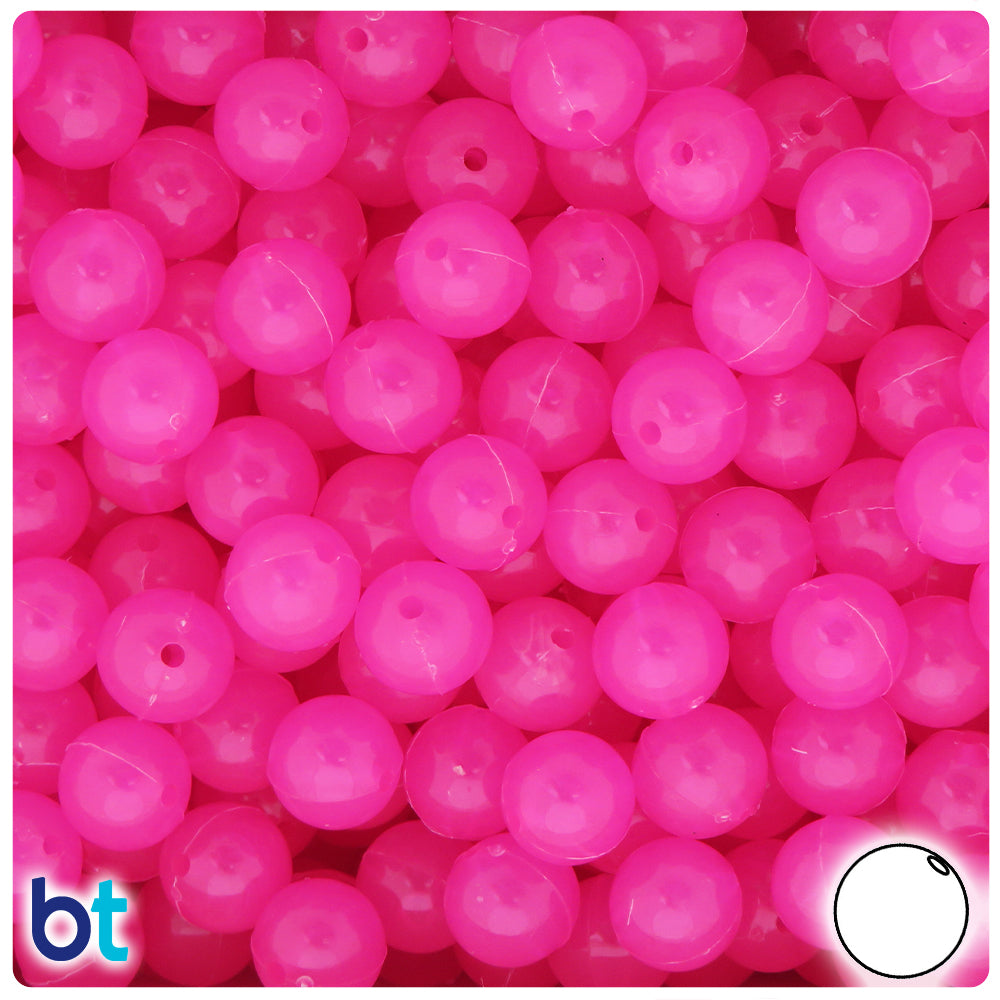 Pink Frosted 10mm Round Plastic Beads - White Swirls (150pcs)