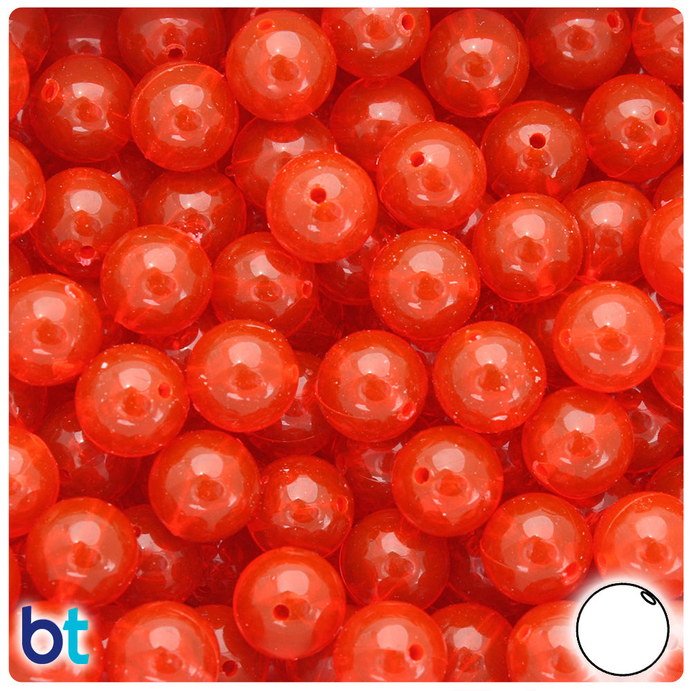 BeadTin Fire Red Transparent 5mm Round Plastic Beads (700pcs)