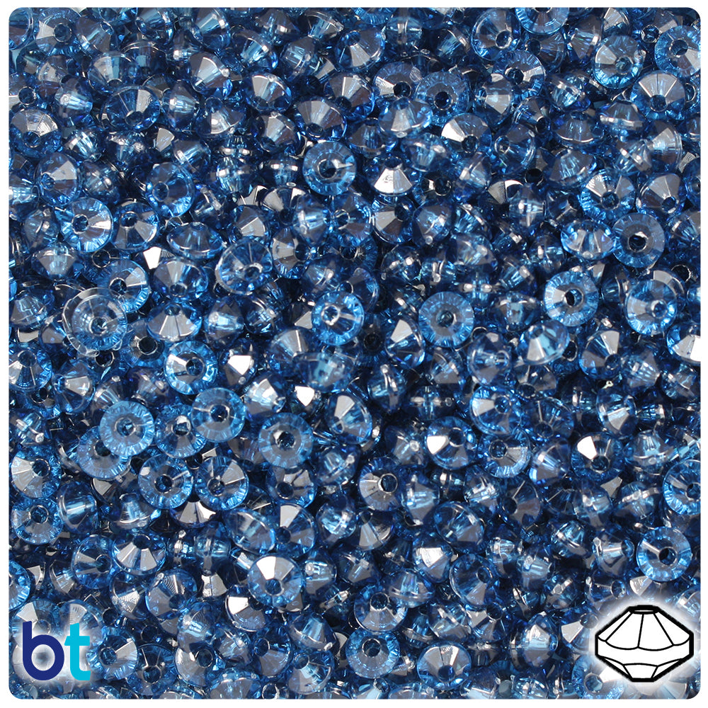 BeadTin Montana Blue Transparent 6mm Faceted Round India