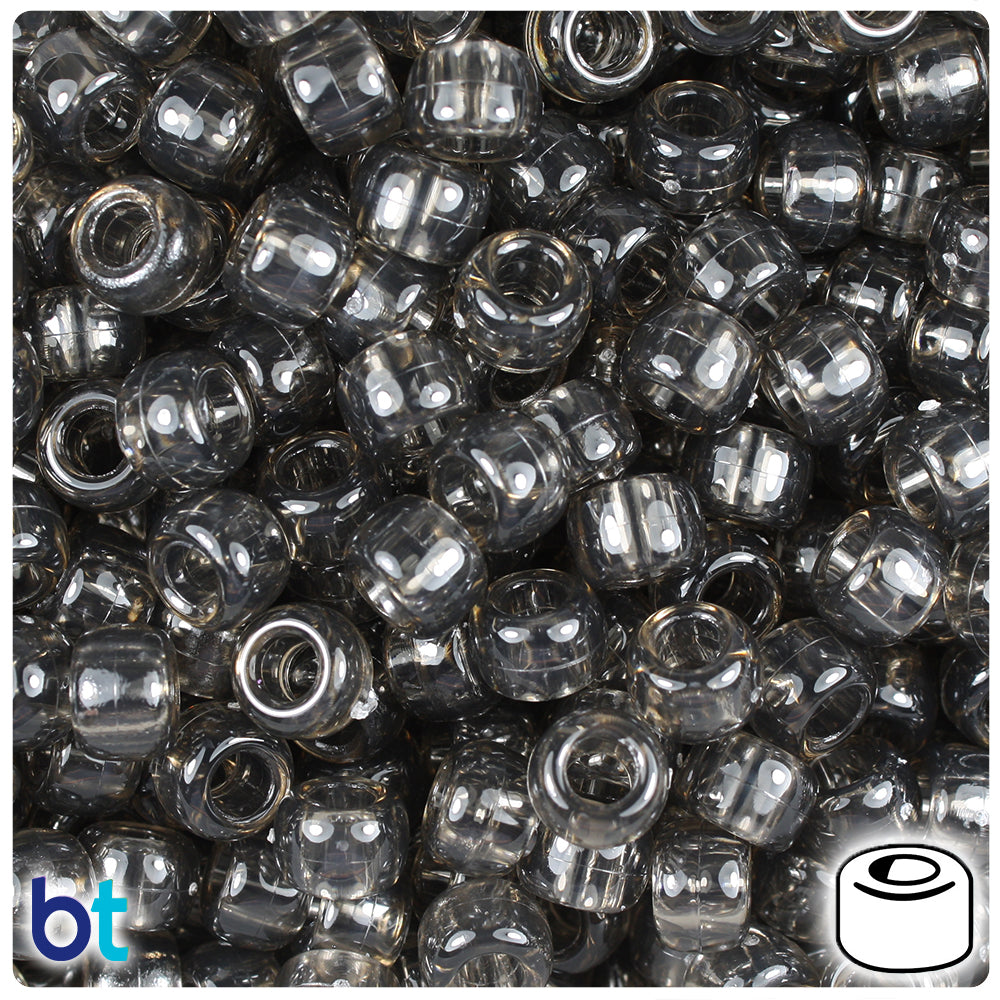  BeadTin Grey Opaque 9mm Barrel Pony Beads (500pcs