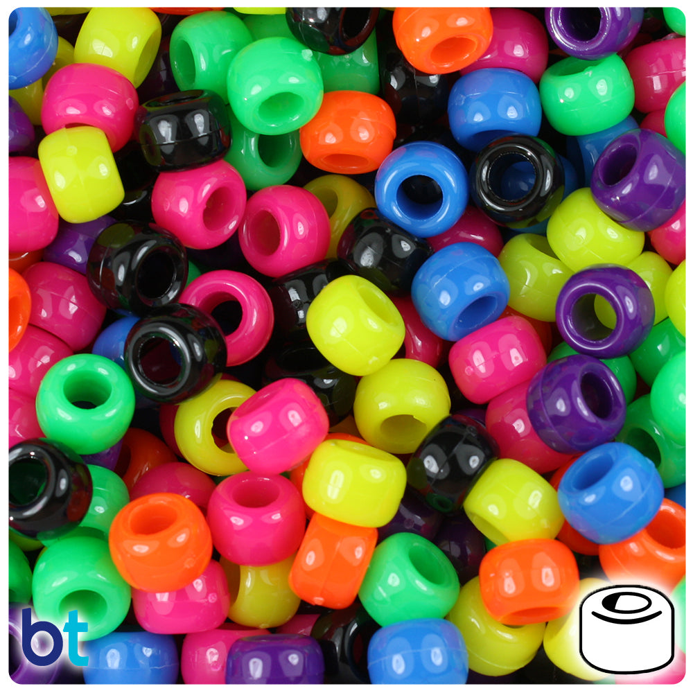 BeadTin Pearl 9mm Faceted Barrel Pony Beads (500pcs) - Color choice